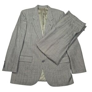 VTG Nino Cerruti‎ Rue Royale Wool 2pc Suit Grey Pleated Sz 40R/39x31